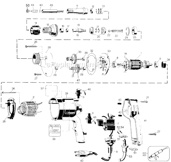 Page A Diagram and Parts List for 2034-10 Type 1 Black and Decker Electric Drill